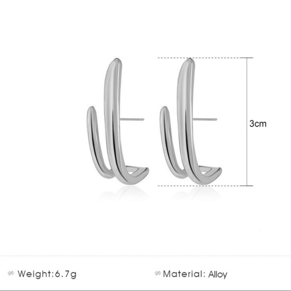 Any 3/$25! Silver Double Curved Line Stud Earrings - Picture 4 of 6